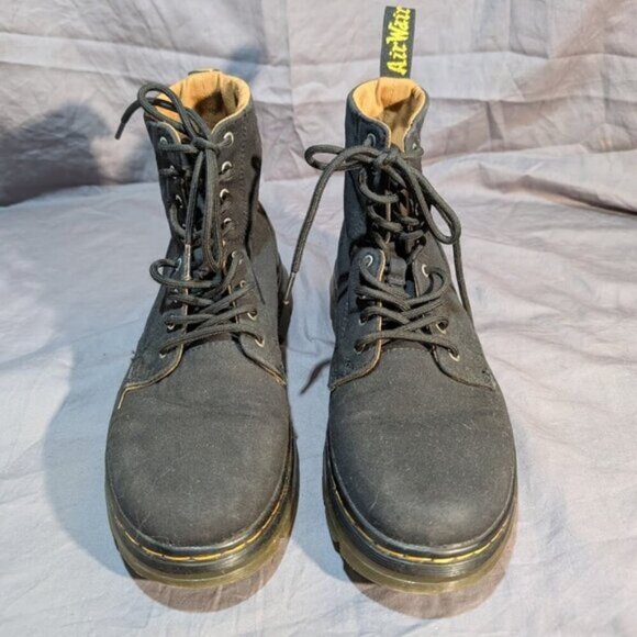Dr Martens Combs Black Canvas Combat Boots Men Size 10 Women Size 11 - Picture 1 of 8